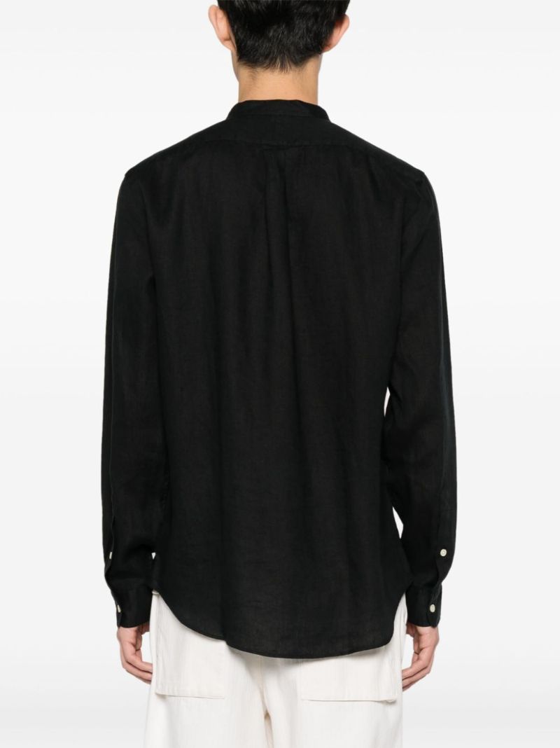 Black Polo Pony Linen Shirt