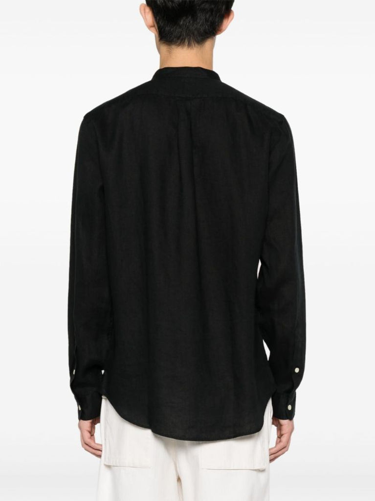Black Polo Pony Linen Shirt