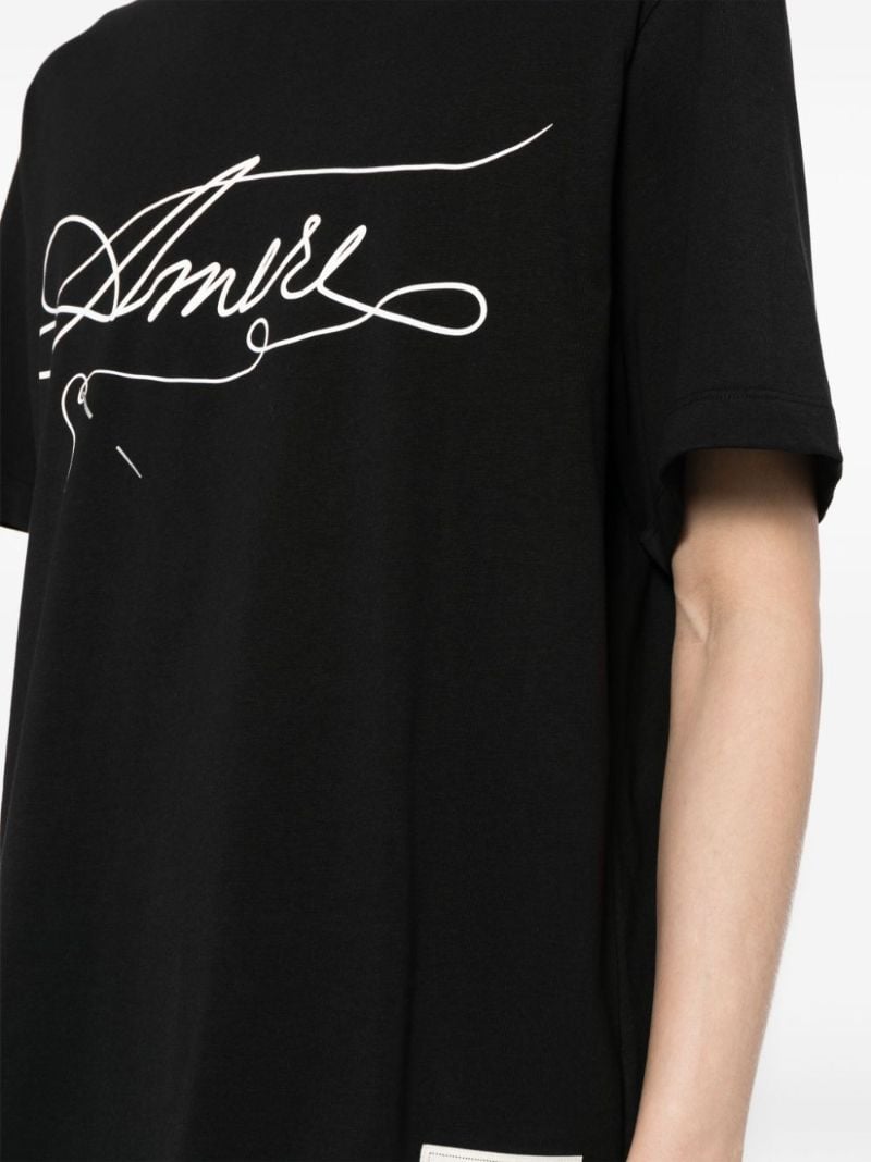 Black Stitch-print Cotton T-shirt