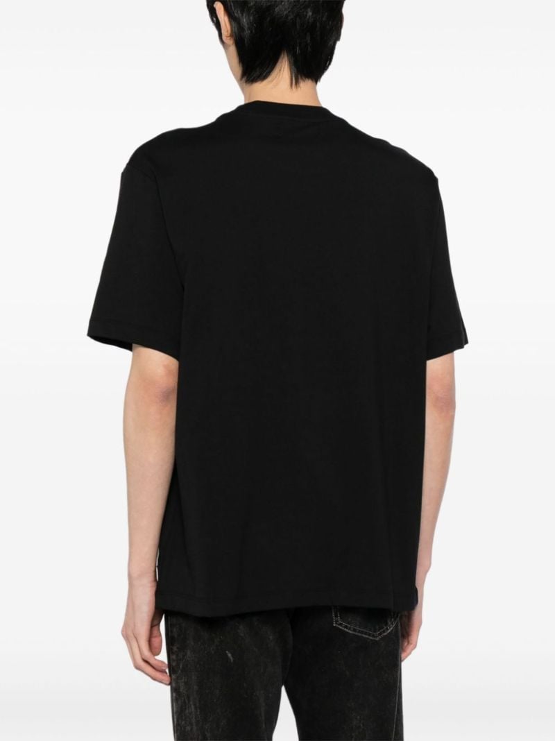 Black Stitch-print Cotton T-shirt