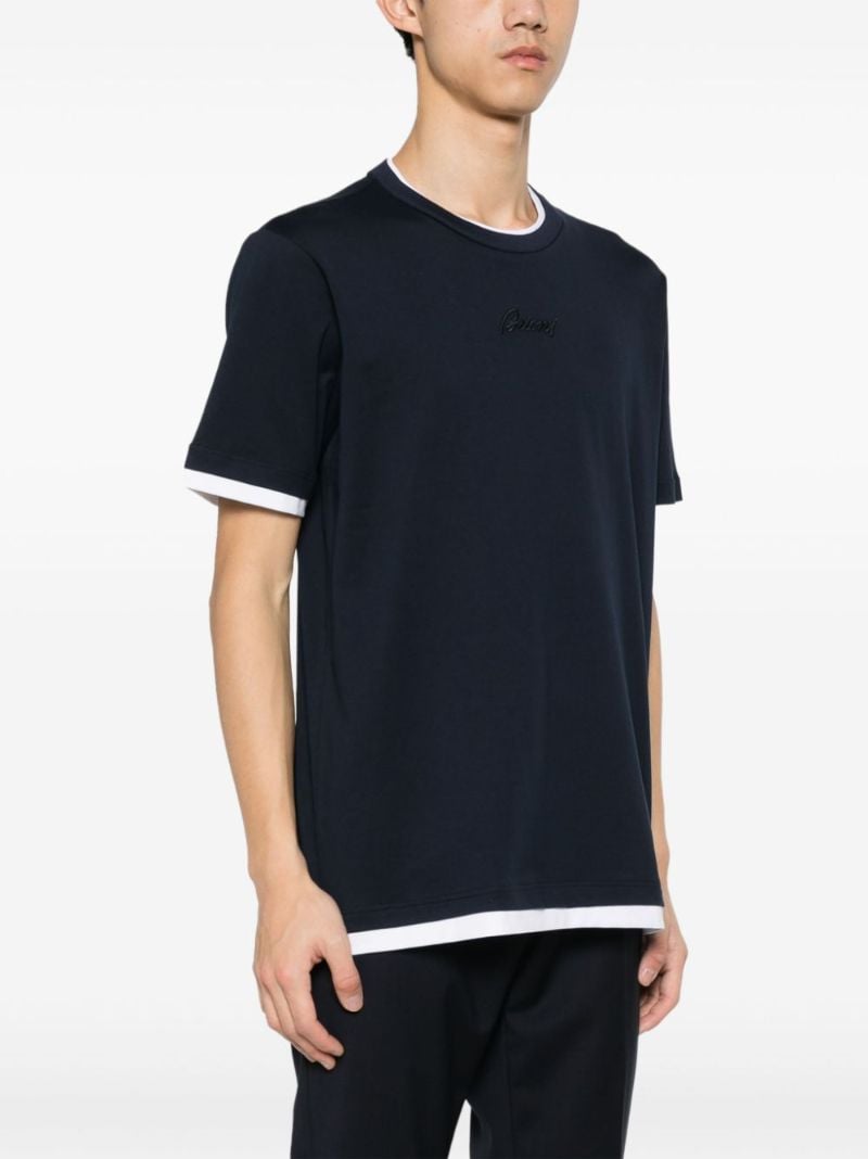 Blue Logo-embroidered Cotton T-shirt