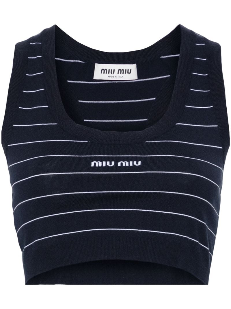 Blue Logo-intarsia Crop Top