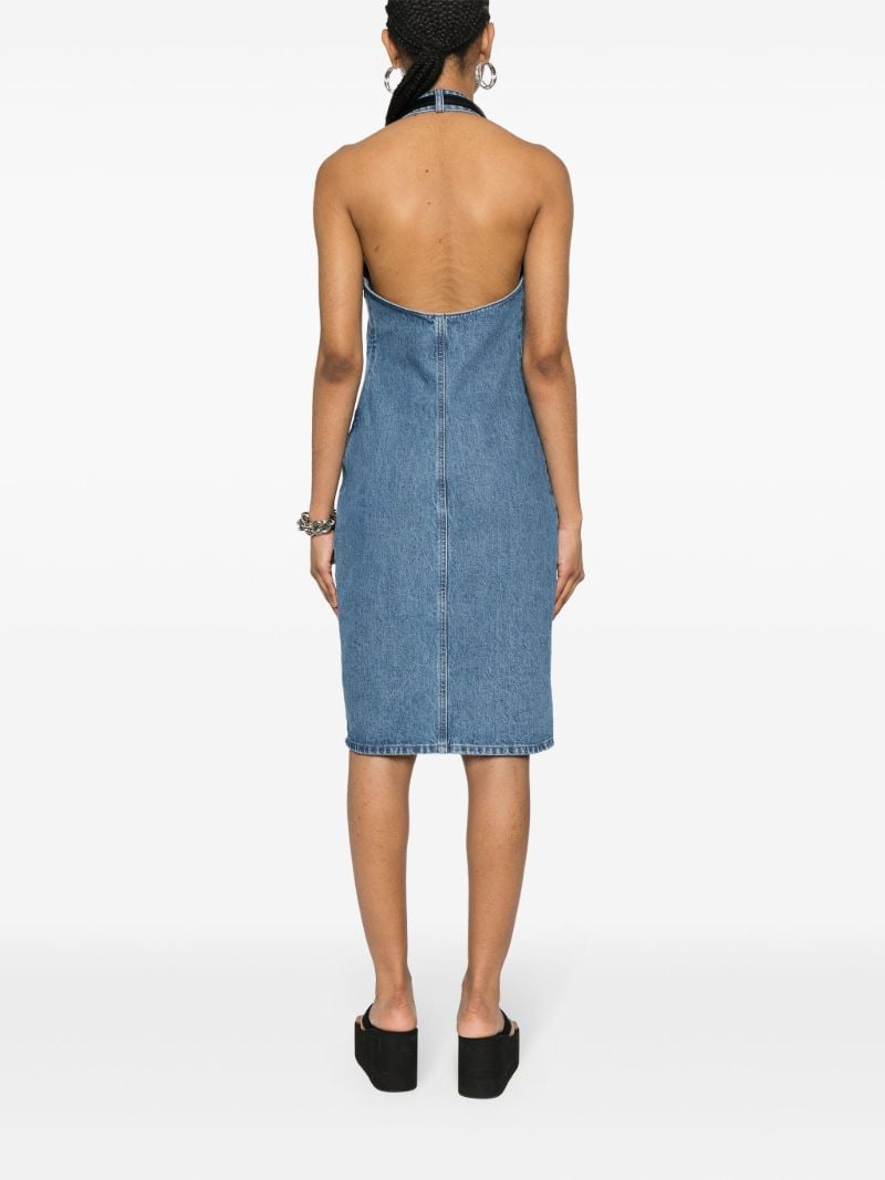 Belted-neck Denim Dress