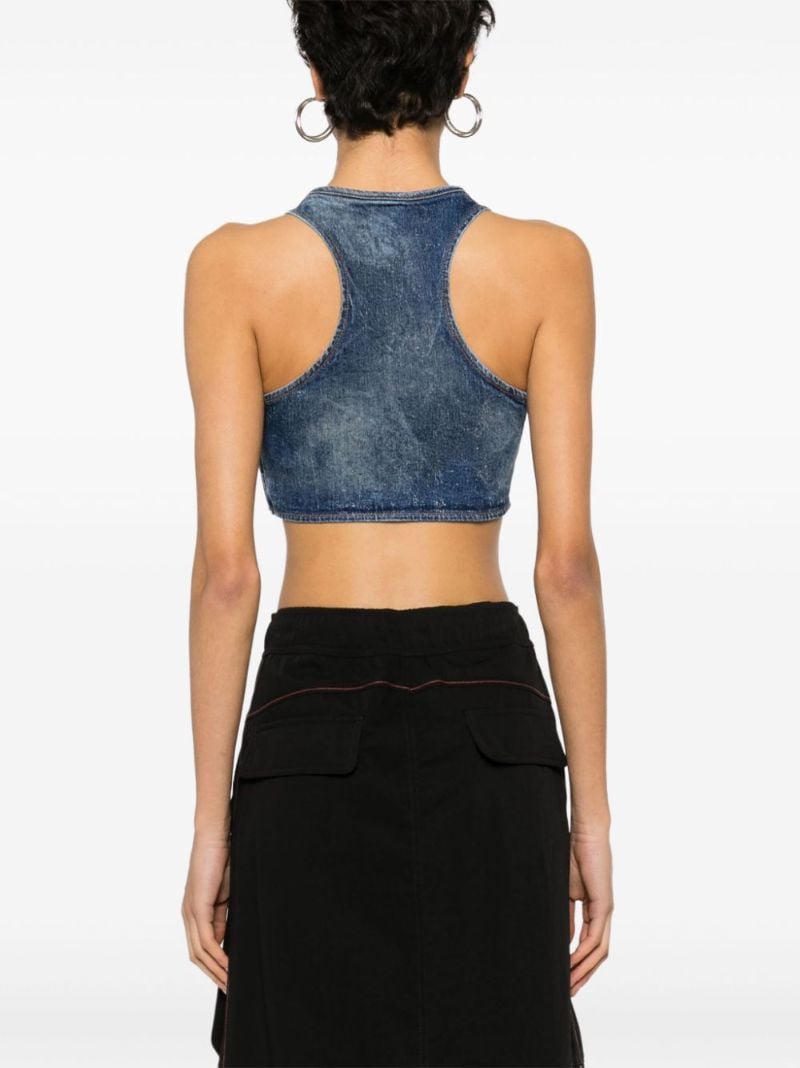 Blue Crystal Oval D Denim Top