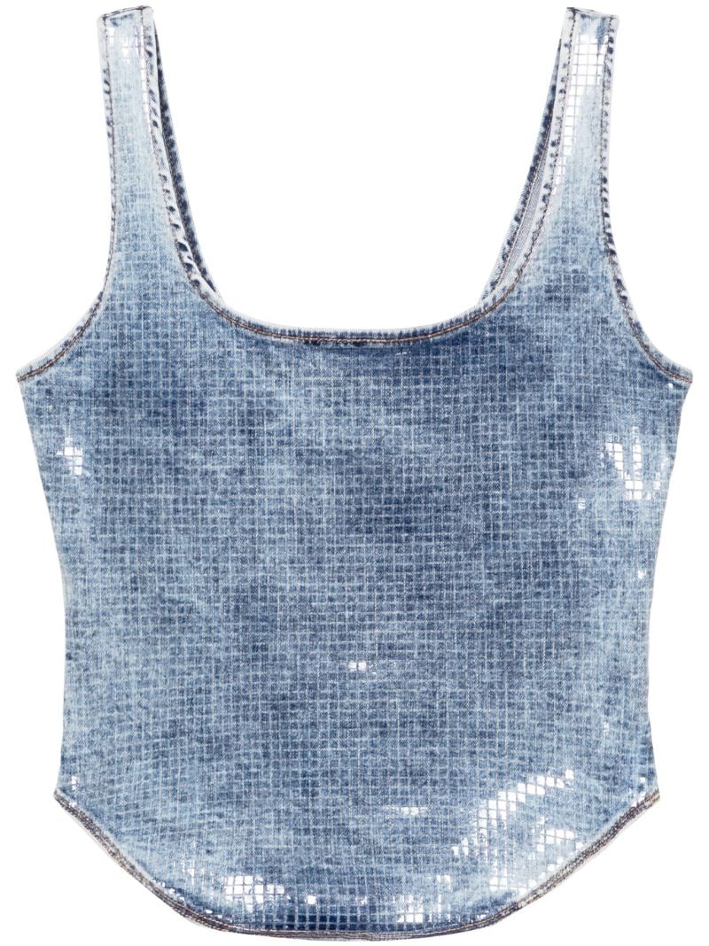 Blue Sequin Denim Tank Top