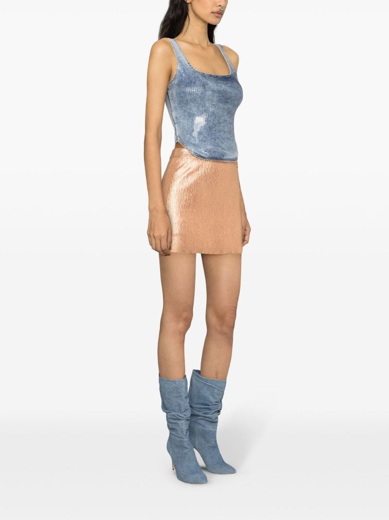 Blue Sequin Denim Tank Top