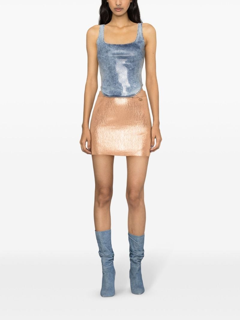 Blue Sequin Denim Tank Top