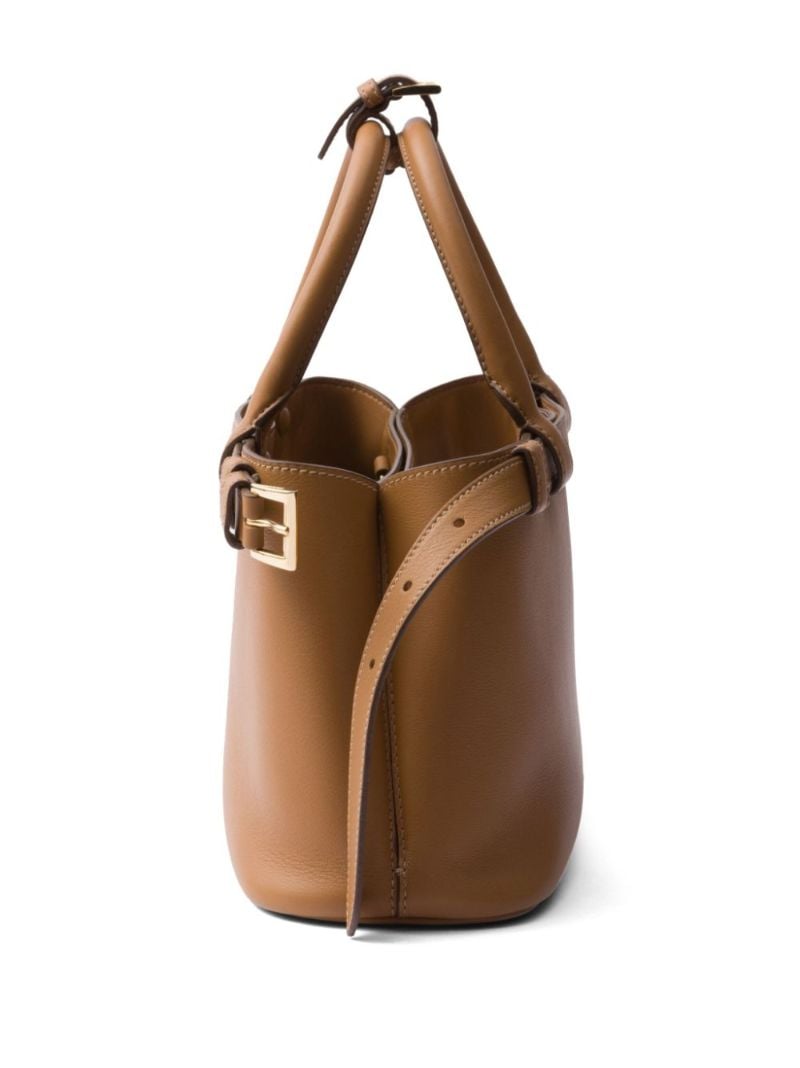 Brown Buckle Leather Tote Bag