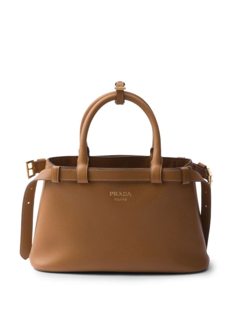 Brown Buckle Leather Tote Bag