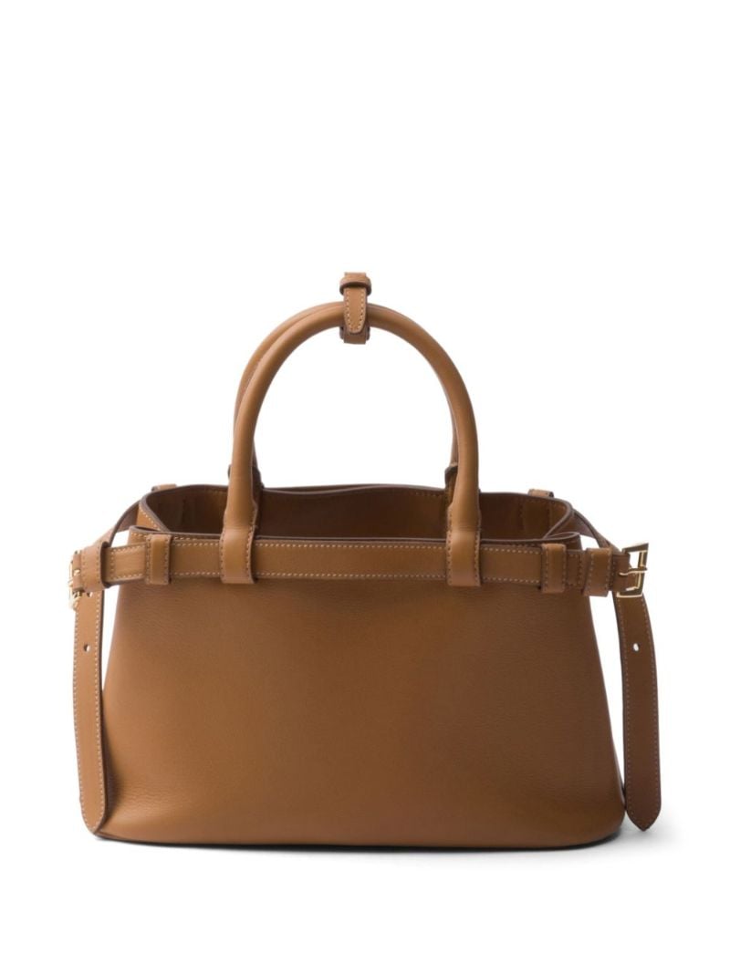 Brown Buckle Leather Tote Bag