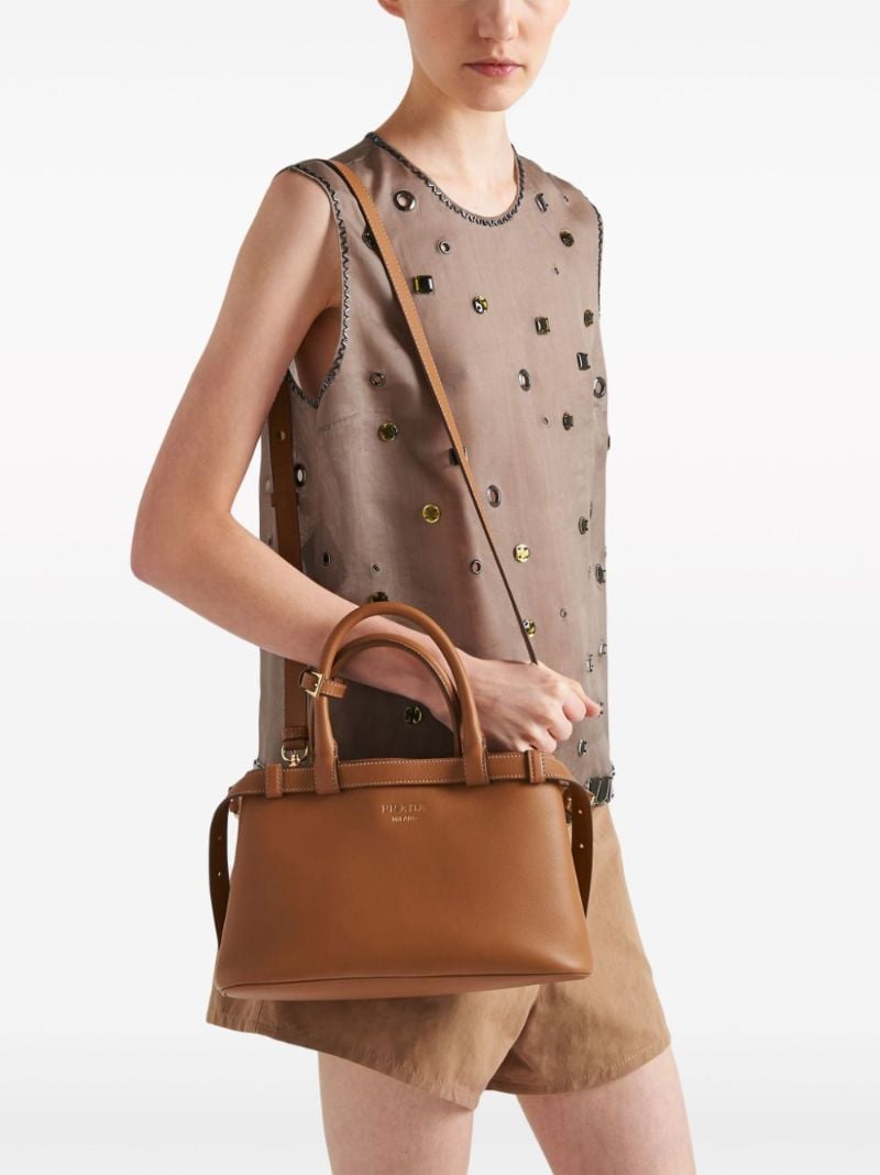 Brown Buckle Leather Tote Bag