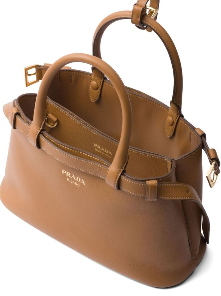 Brown Buckle Leather Tote Bag