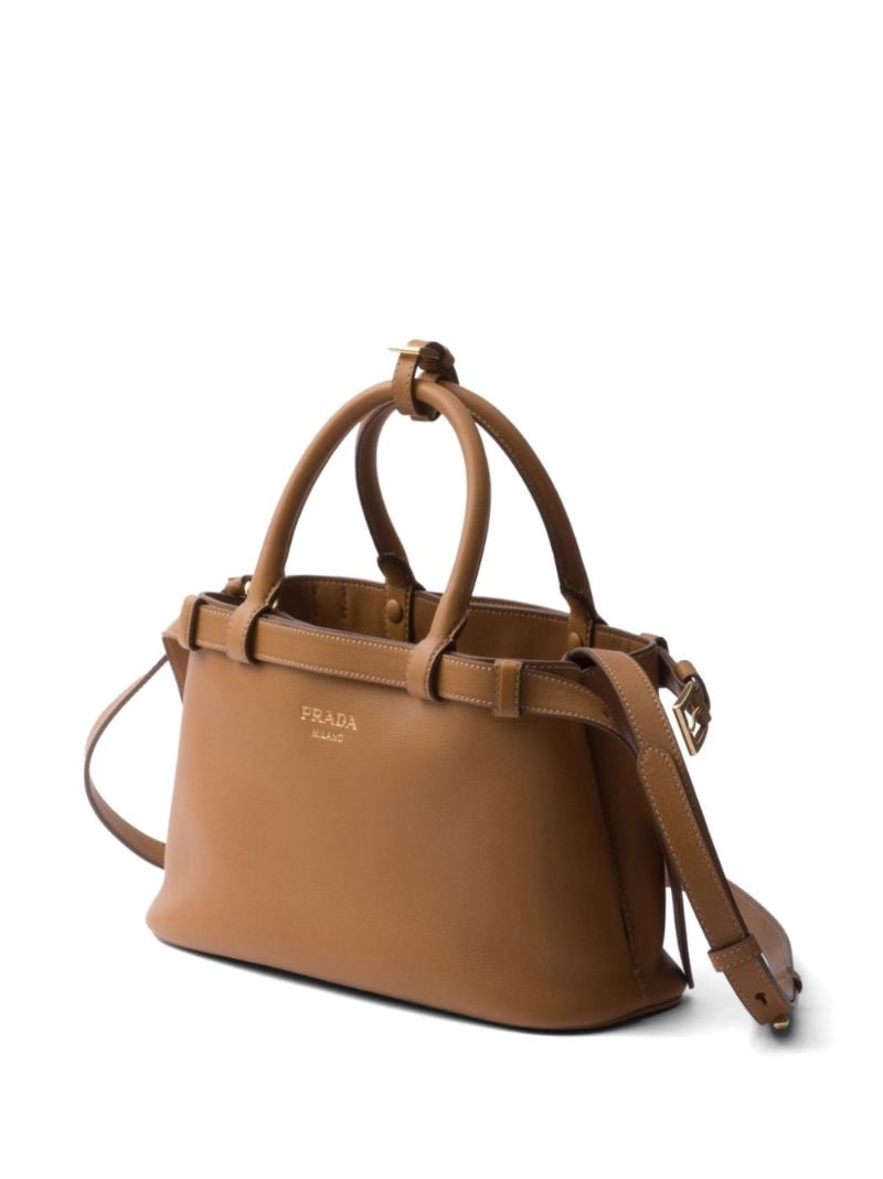 Brown Buckle Leather Tote Bag