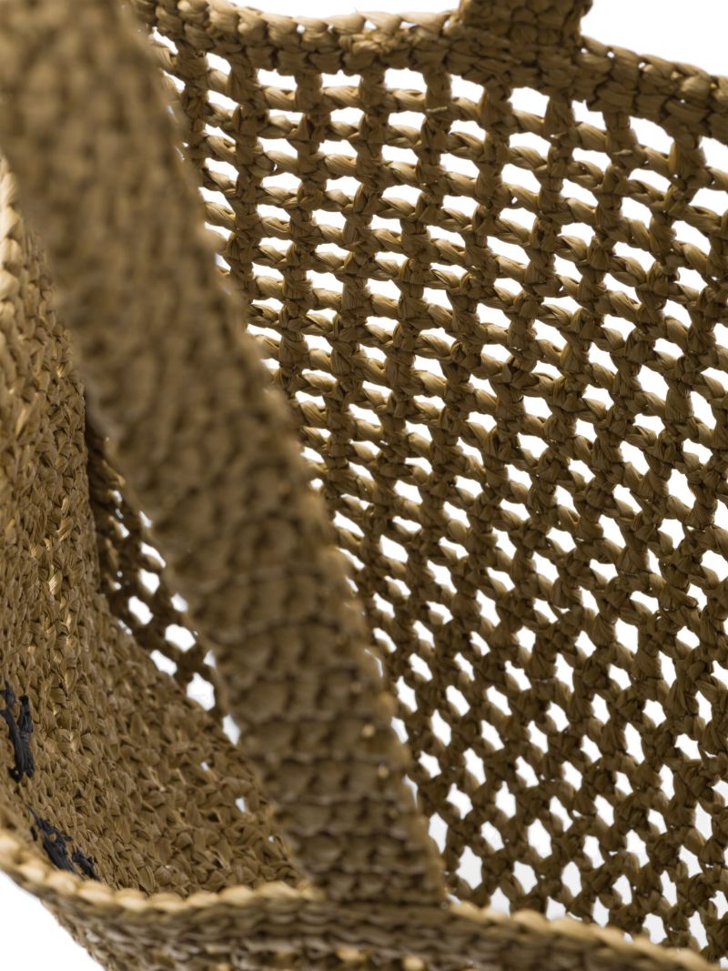 Beige Triangle-logo Raffia Tote Bag