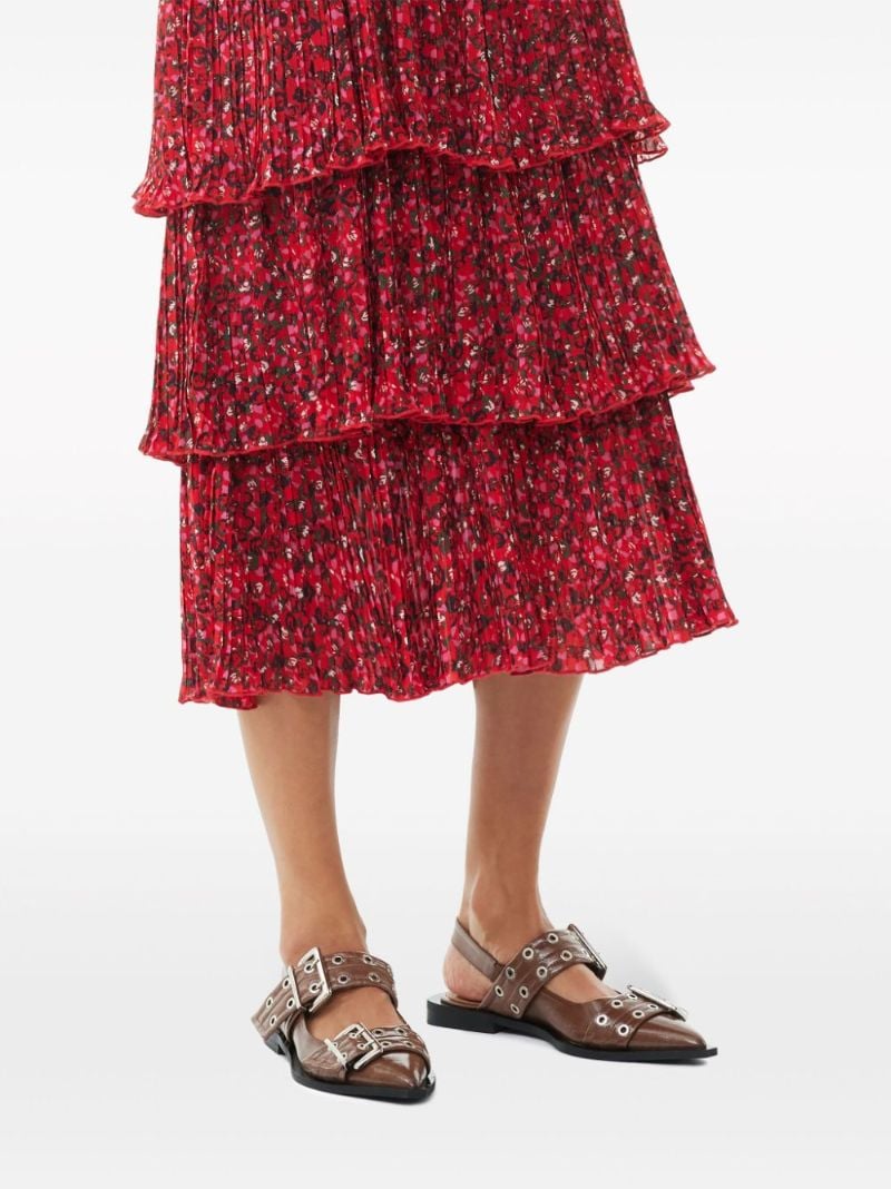 Brown Slingback Buckled Ballerina Shoes