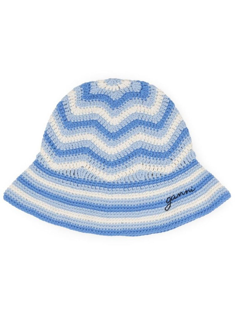 Blue Crochet Organic Cotton Bucket Hat