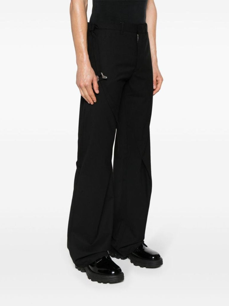 Black Luminous Virgin Wool Tailored Trousers