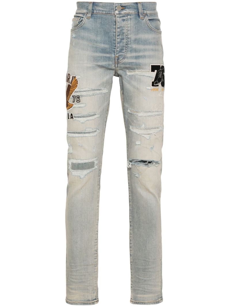 Light Blue Thigh Patches Ripped Skinny Jeans