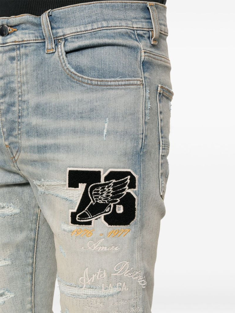 Light Blue Thigh Patches Ripped Skinny Jeans