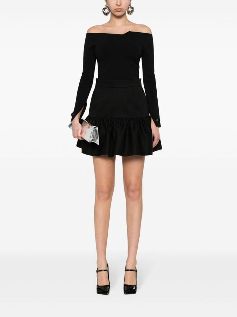 Black Ruffle Miniskirt
