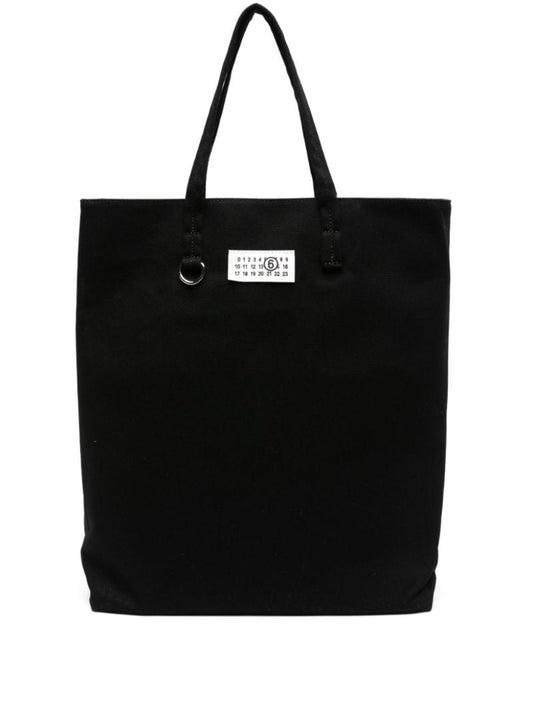 Black Numbers Patch Cotton Tote Bag