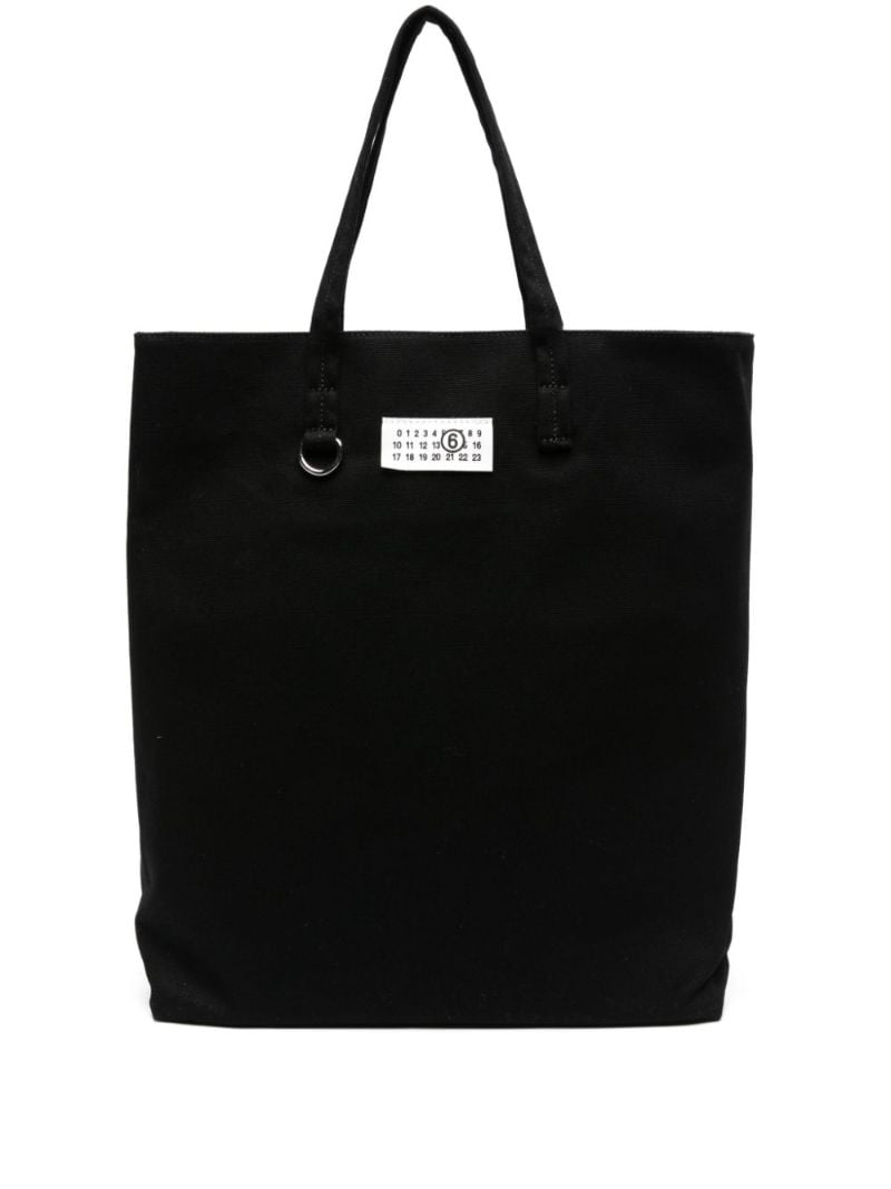 Black Numbers Patch Cotton Tote Bag