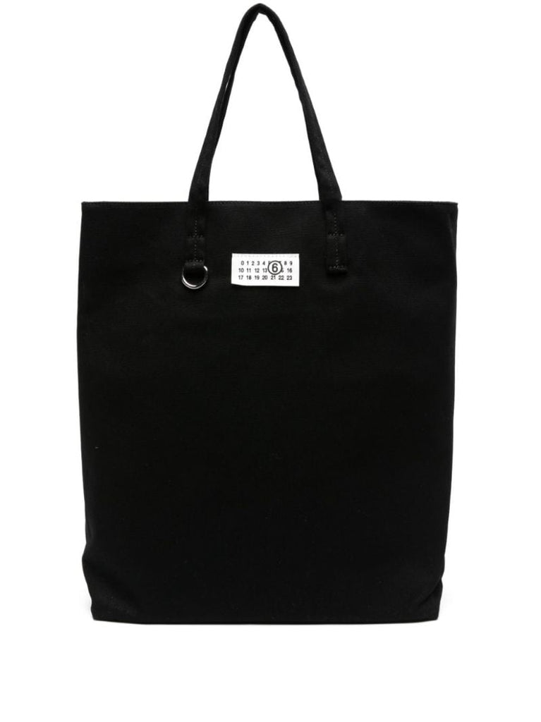 Black Numbers Patch Cotton Tote Bag