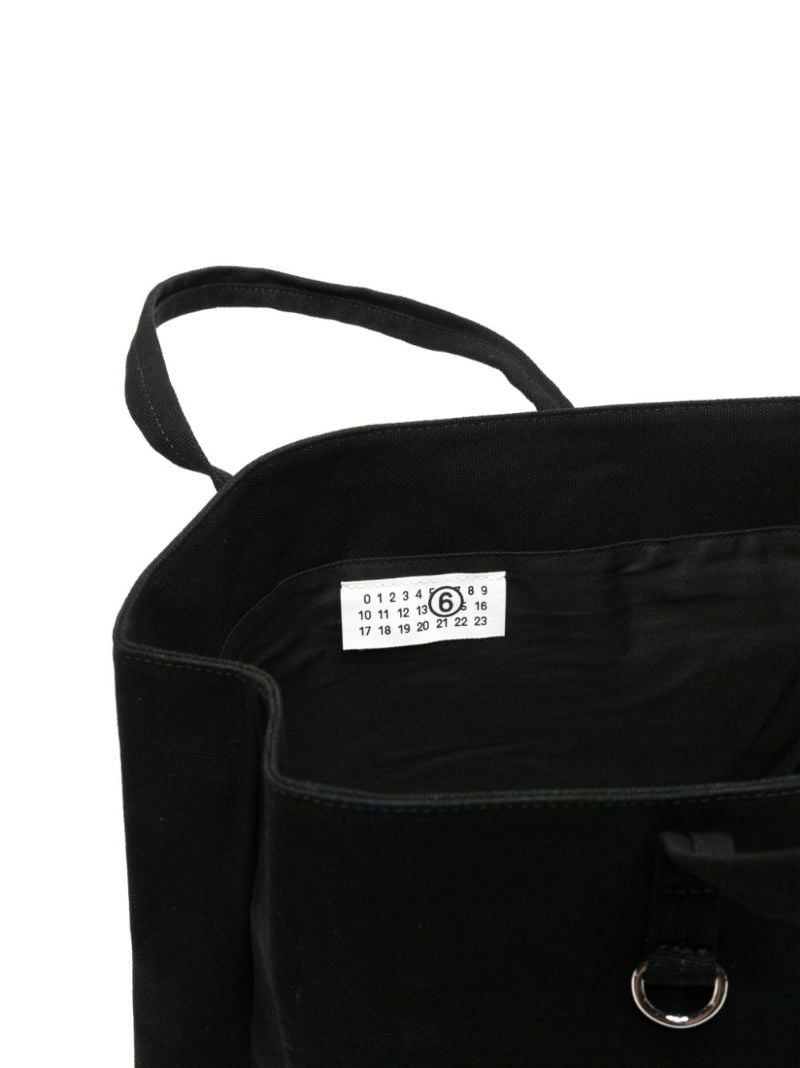 Black Numbers Patch Cotton Tote Bag