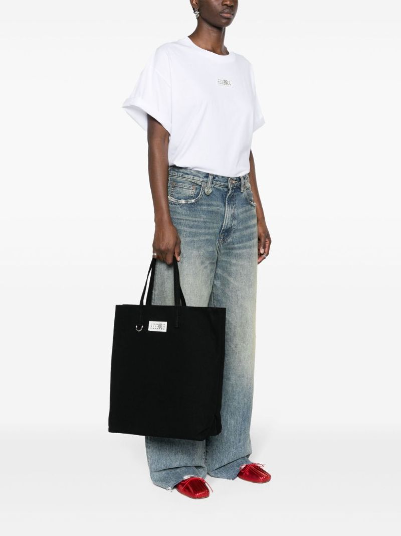 Black Numbers Patch Cotton Tote Bag