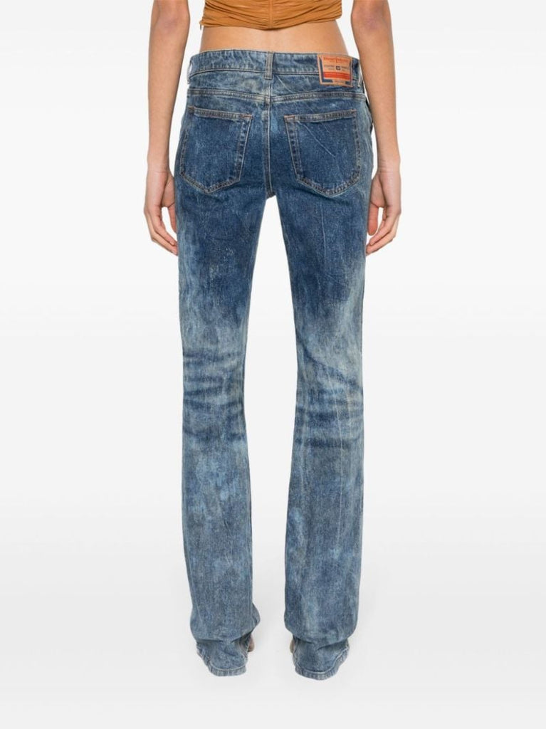 Blue Oval D Buckle Flared Jeans