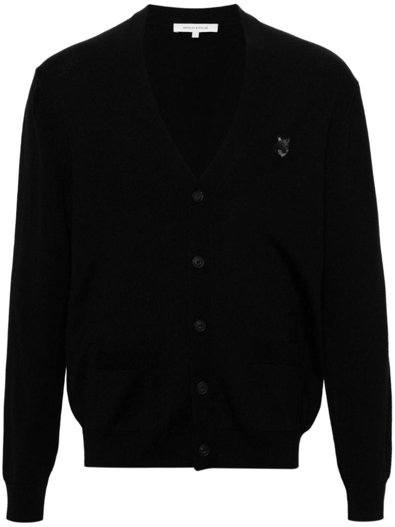 Black Chillax Fox Wool Cardigan