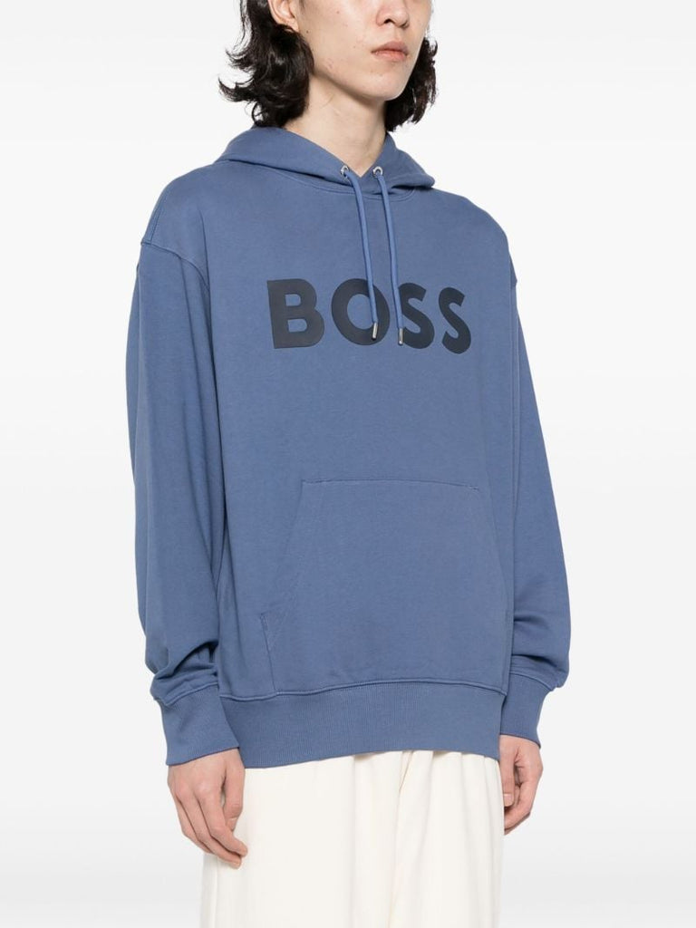 Blue Logo-print Cotton Hoodie