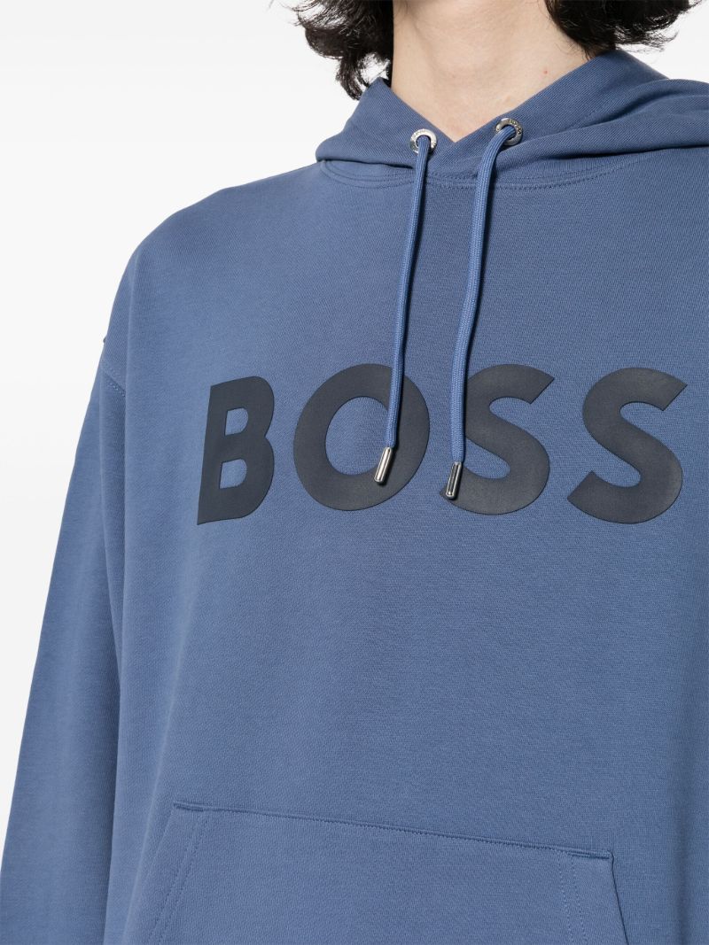 Blue Logo-print Cotton Hoodie