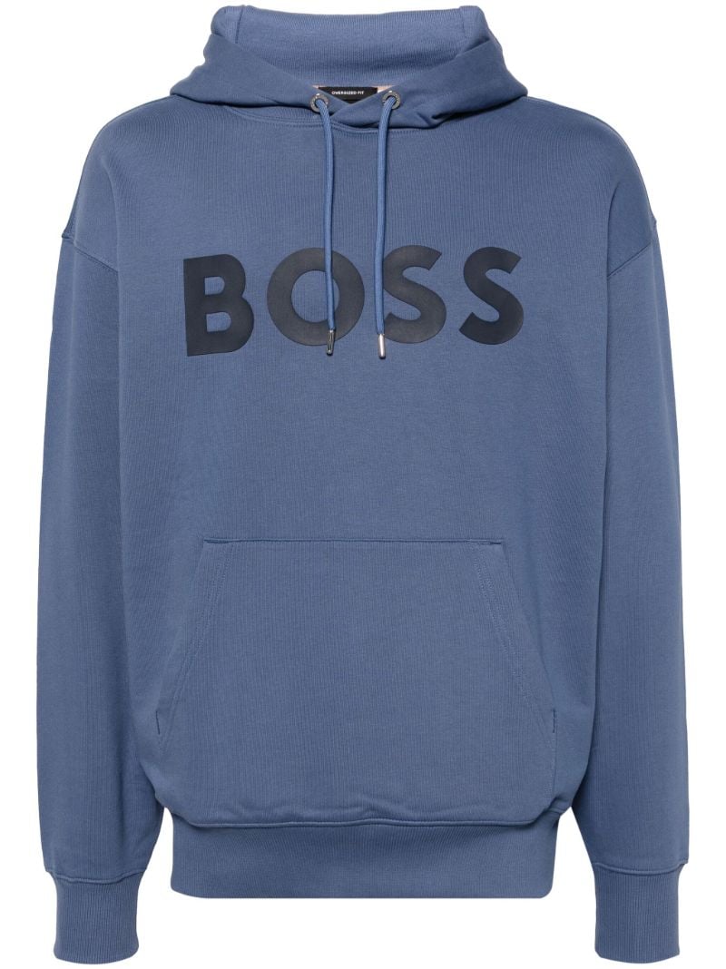 Blue Logo-print Cotton Hoodie