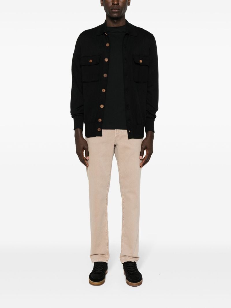 Black Buttoned Cotton Cardigan