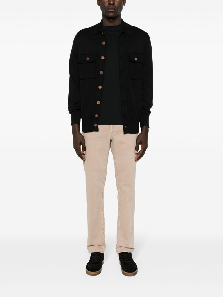 Black Buttoned Cotton Cardigan
