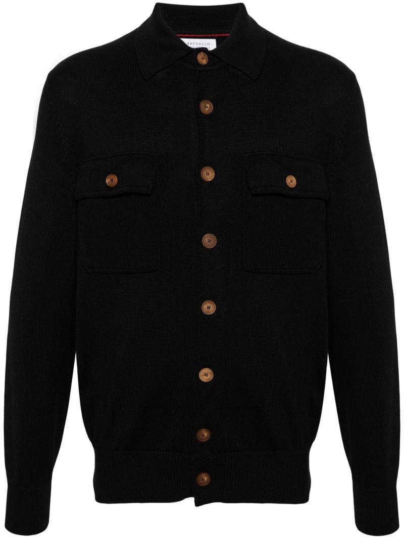 Black Buttoned Cotton Cardigan