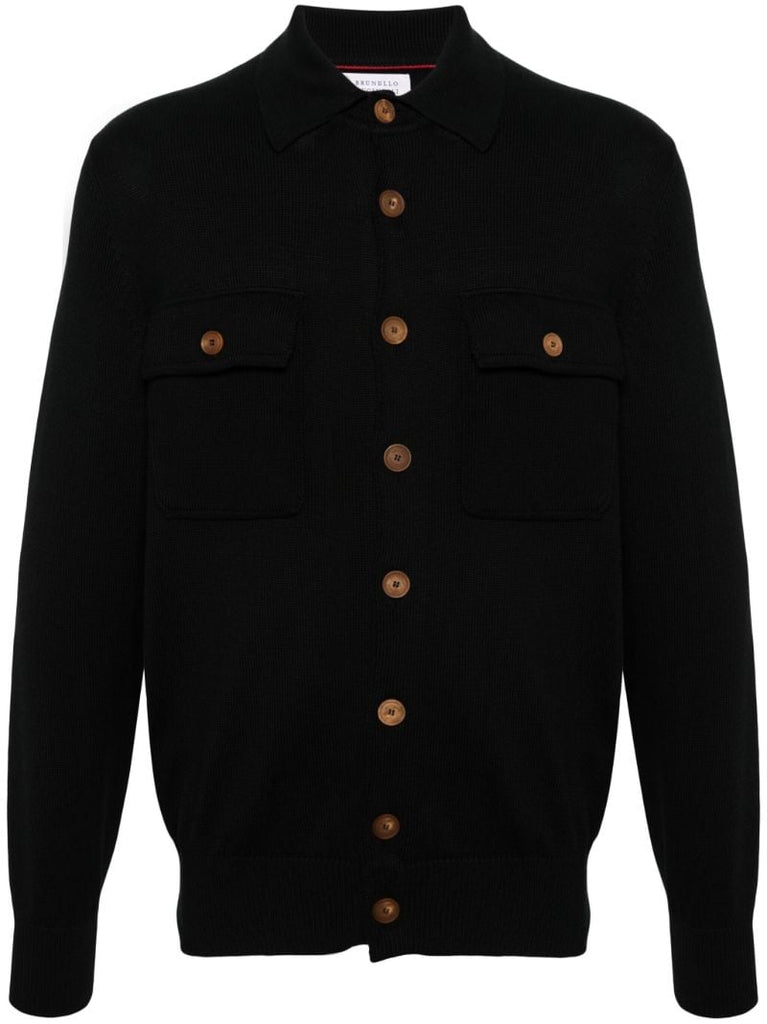 Black Buttoned Cotton Cardigan