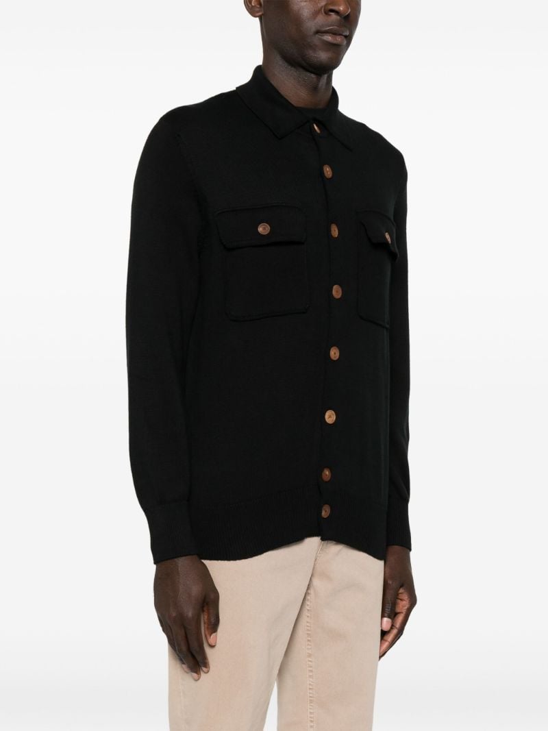 Black Buttoned Cotton Cardigan