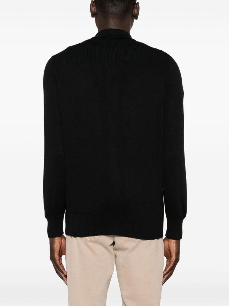 Black Buttoned Cotton Cardigan