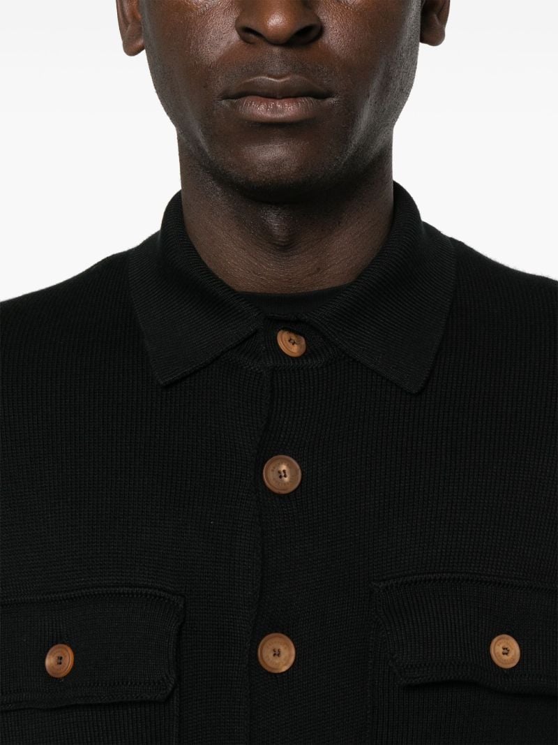 Black Buttoned Cotton Cardigan