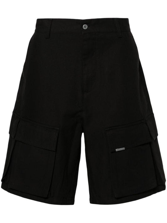 Black Cotton Cargo Shorts