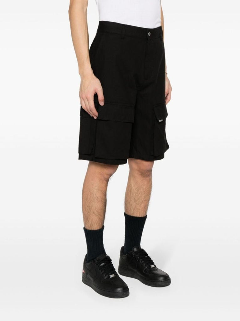 Black Cotton Cargo Shorts