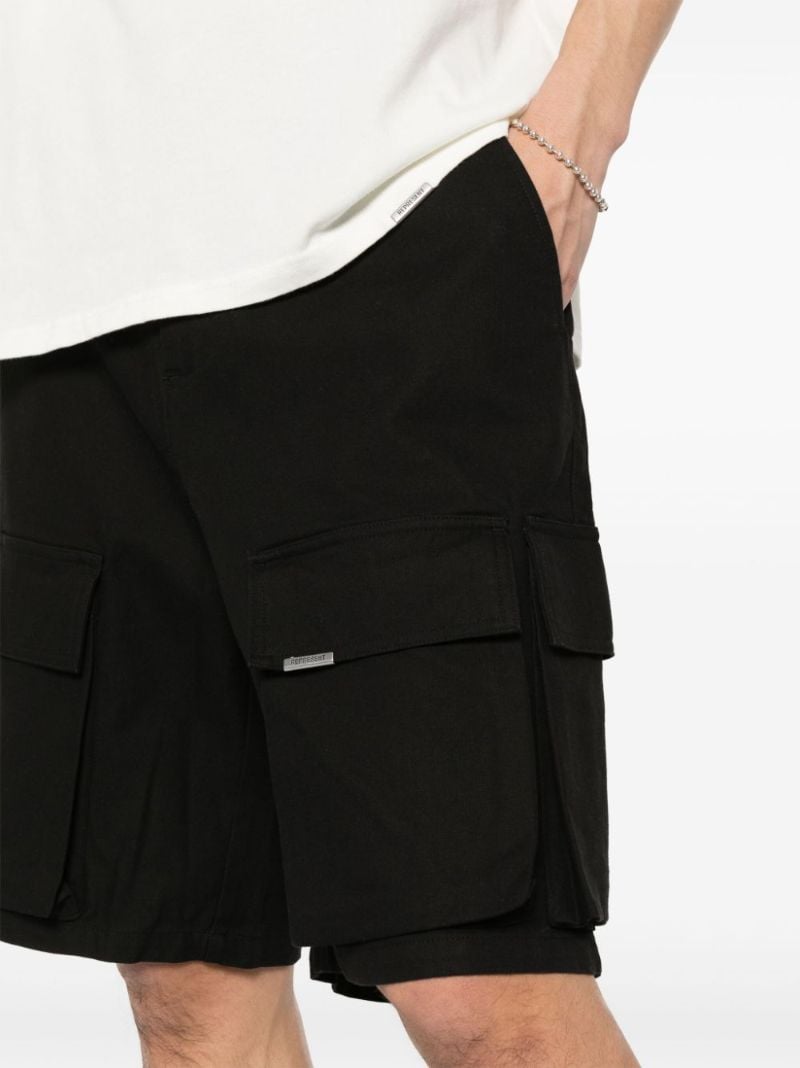 Black Cotton Cargo Shorts
