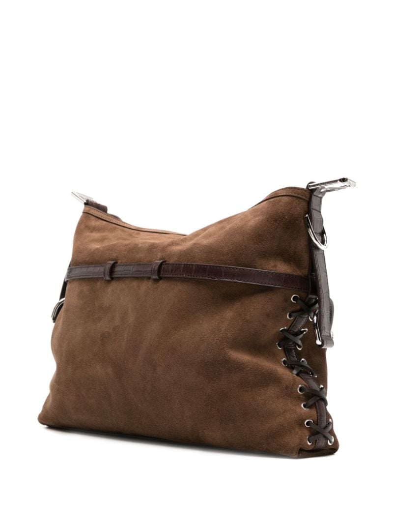 Brown Voyou Medium Suede Shoulder Bag