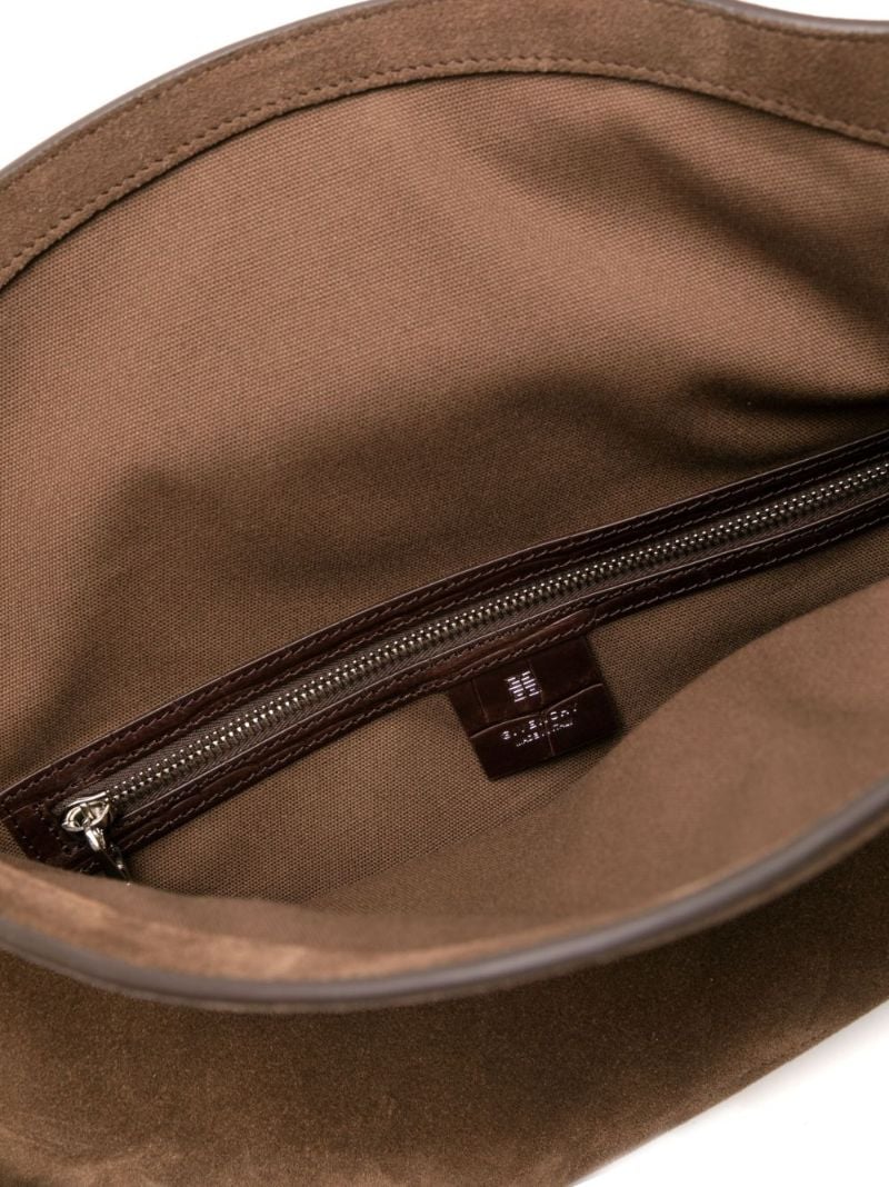 Brown Voyou Medium Suede Shoulder Bag