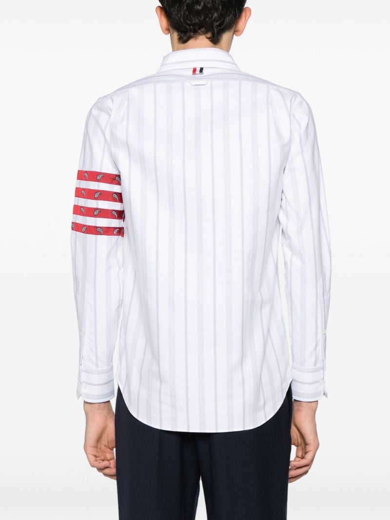 White Paisley Embroidered 4-bar Shirt
