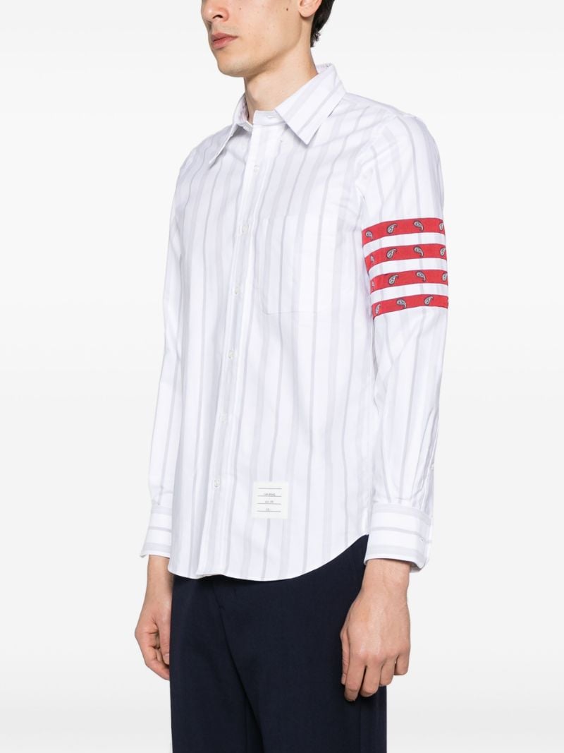 White Paisley Embroidered 4-bar Shirt