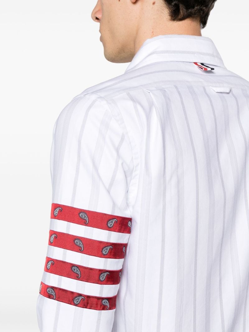 White Paisley Embroidered 4-bar Shirt
