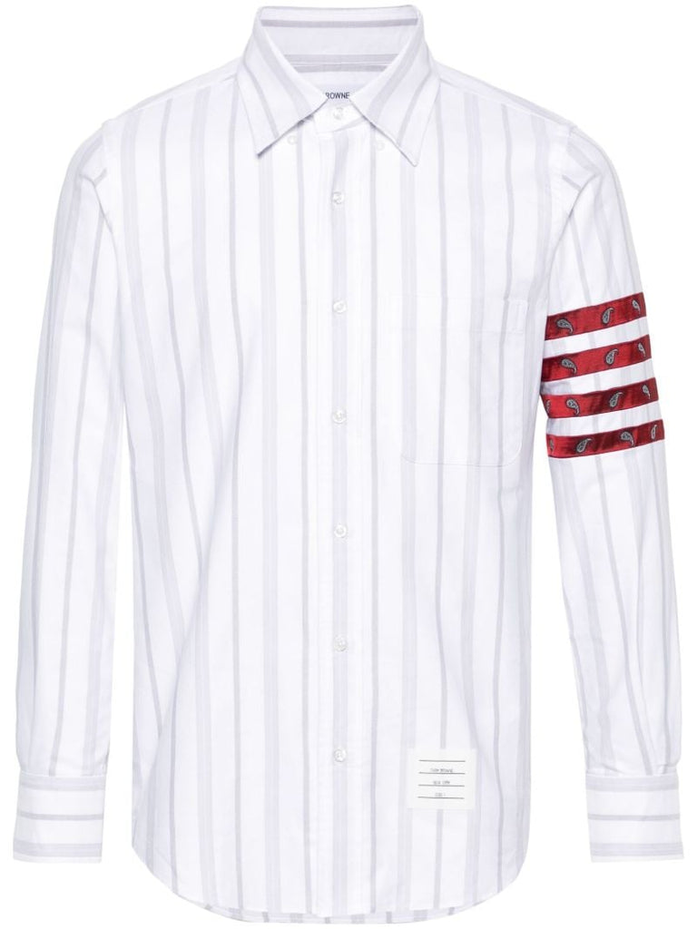 White Paisley Embroidered 4-bar Shirt
